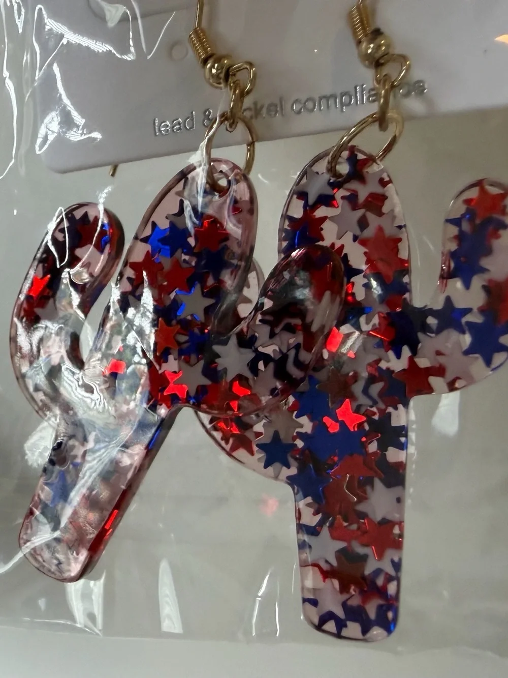 Patriotic Assorted Red White Blue Star & Flag Earrings Set